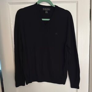 Brooks Brothers Blue V-Neck Sweater Classic Knit